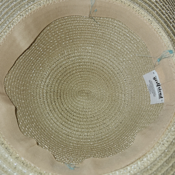 The Girlfriend Hat Wide Brim Hat Stripe Braided Hat Band Baby Blue Natural Paper - Picture 4 of 8